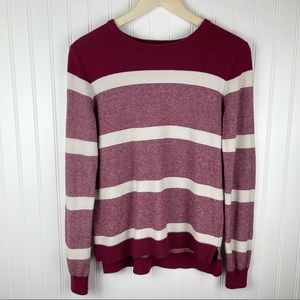 Vince Maroon Striped Pullover Crew Neck Sweater XL